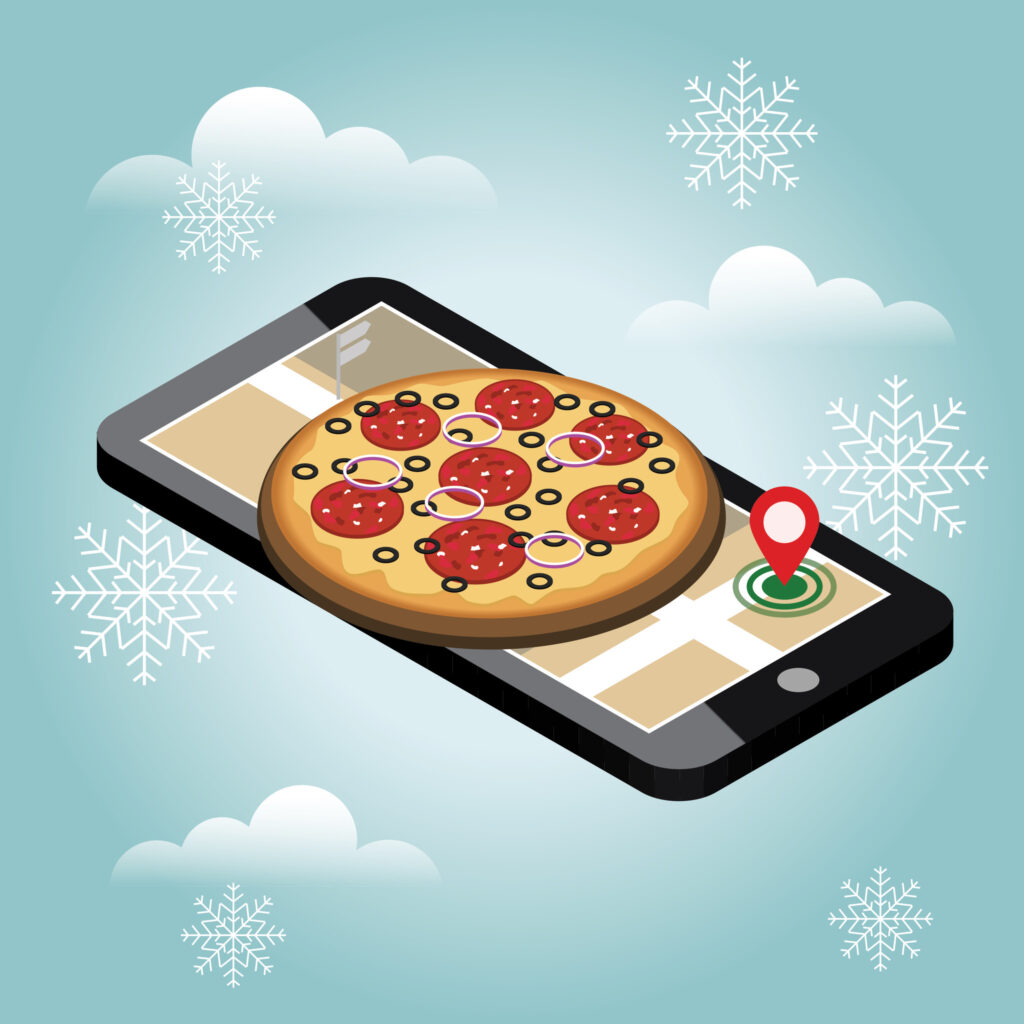 hot pizza delivery in winter